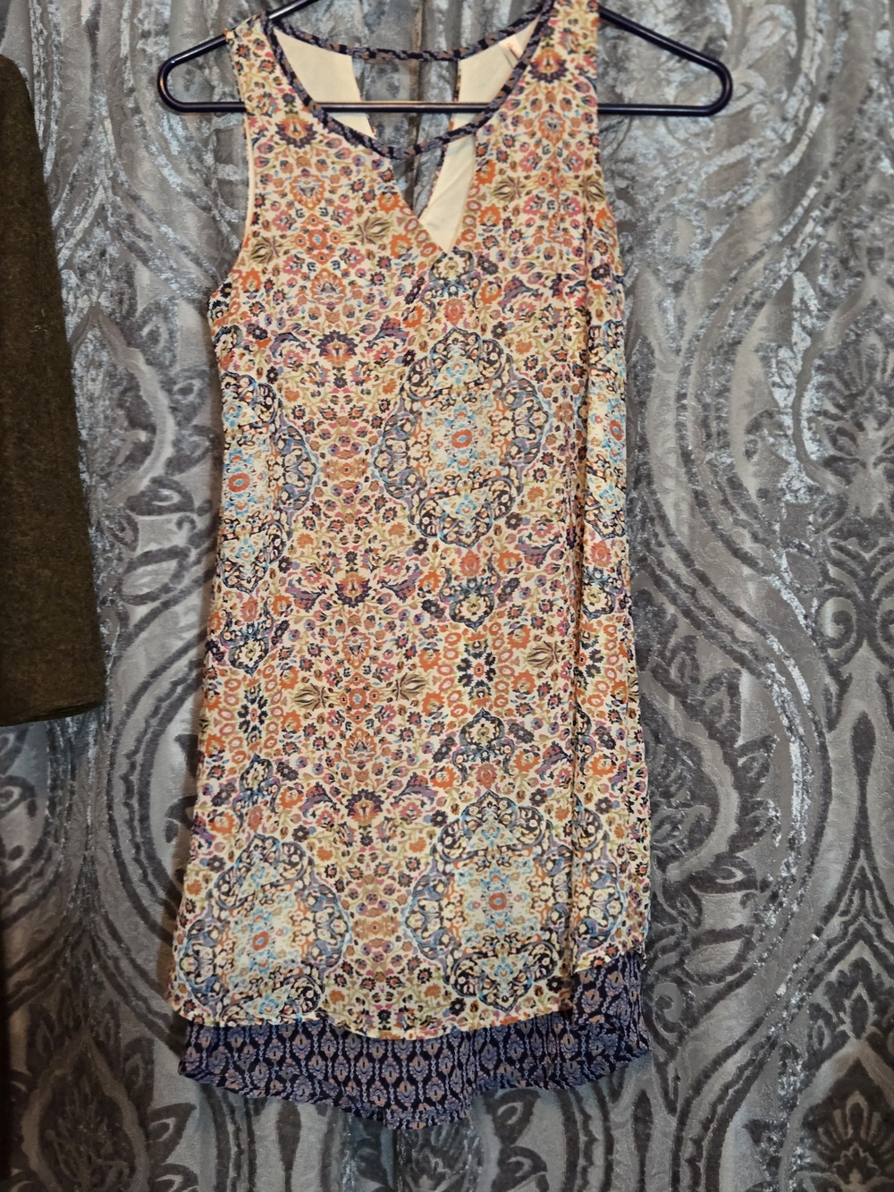 Xhilaration Sleeveless Mini Dress - Multi with Blue Trim